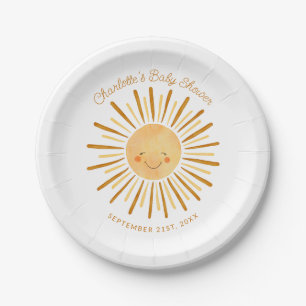 Assiettes En Carton Happy Yellow Sunshine Boho papier Baby shower