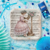 Assiettes En Carton Harpiste D'Âge Doré Sur Partition (Fête)