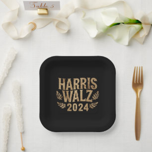 Assiettes En Carton Harris Tim Walz Crête Vintage Harris Valse 2024 