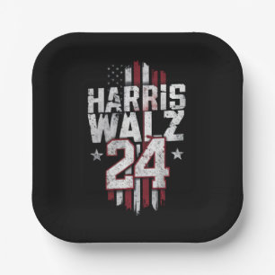 Assiettes En Carton Harris Walz 2024 Kamala Harris 2024 Tim Walz 2024 