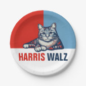Assiettes En Carton Harris Walz 2024 Manifestement Red Blue Cat (Devant)