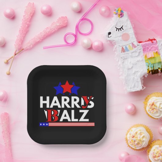 Assiettes En Carton Harris Walz 24 Harry Balz 2024 Meme Democratics (Fête)