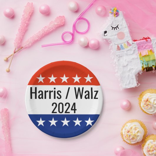 Assiettes En Carton Harris Walz Élection 2024 (Fête)