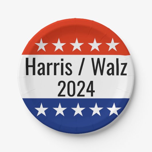Assiettes En Carton Harris Walz Élection 2024 (Devant)