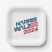 Assiettes En Carton Harris Walz Élection 2024 (Recto)