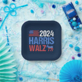 Assiettes En Carton Harris Walz Election Night Party Blue 2024 (Fête)