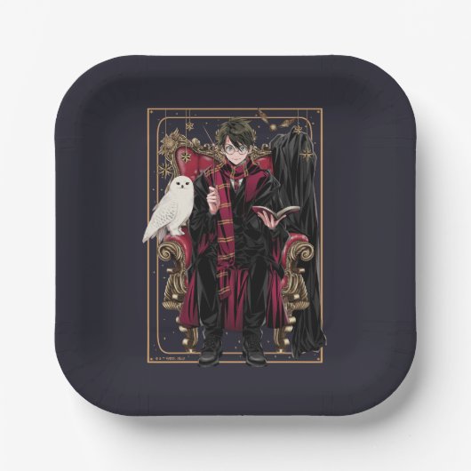 Assiettes En Carton HARRY POTTER™ | Anime HARRY POTTER™ assis (Recto)