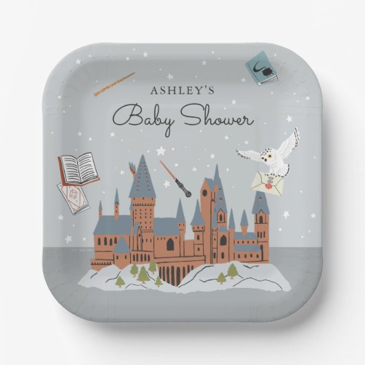 Assiettes En Carton Harry Potter | Baby shower du château de Hogwarts (Recto)