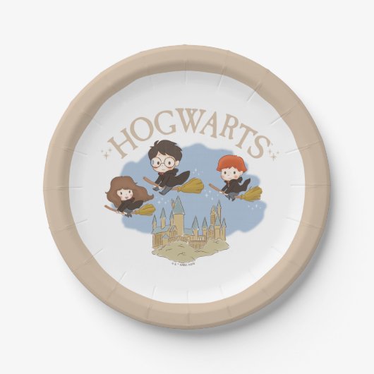 Assiettes En Carton HARRY POTTER™, Hermione & Ron Fly Over HOGWARTS™ (Devant)