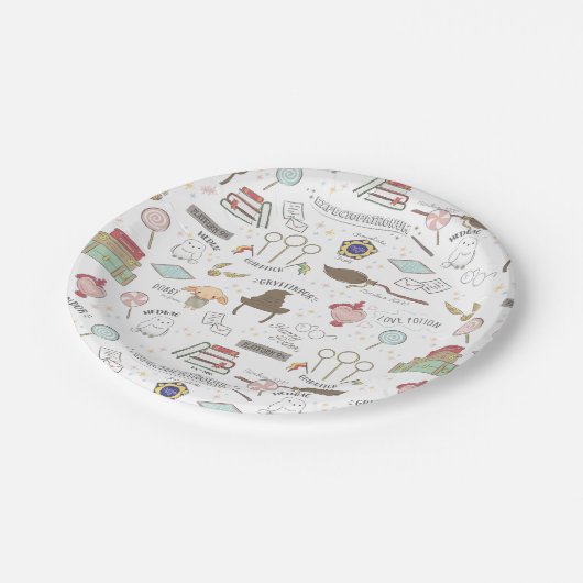 Assiettes En Carton HARRY POTTER™ Tiny Magic Pattern (Angle)
