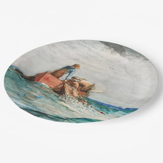 Assiettes En Carton Hauling In The Nets (1887) Par Winslow Homer (Angle)