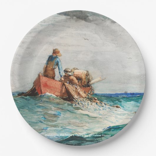 Assiettes En Carton Hauling In The Nets (1887) Par Winslow Homer (Devant)