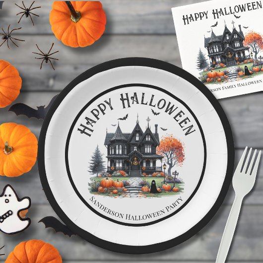Assiettes En Carton Haunted House Halloween