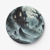 Assiettes En Carton Haunting Night Effrayant Haunted Maison Halloween (Devant)