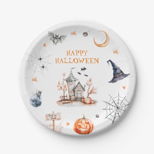Assiettes En Carton Hauny House Happy Halloween (Devant)