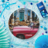 Assiettes En Carton Havana Cuba Voiture rouge Vintage (Fête)