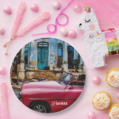 Assiettes En Carton Havana Cuba Voiture rouge Vintage (Fête)