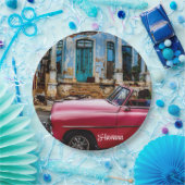 Assiettes En Carton Havana Cuba Voiture rouge Vintage (Fête)