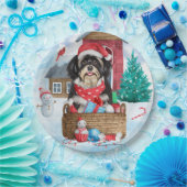 Assiettes En Carton Havanese Dog In snow Christmas Dog House (Fête)