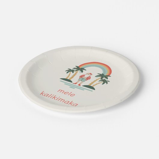 Assiettes En Carton Hawaïen/arc-en-ciel/Palms Père Noël (Angle)