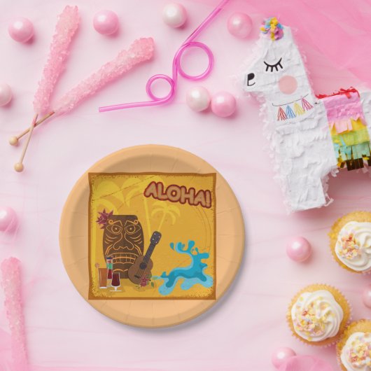 Assiettes En Carton Hawaii Aloha Tiki Bar Retro Luau Party (Fête)