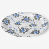 Assiettes En Carton Hawaiian Holly Hanoukka Blue Floral (Angle)