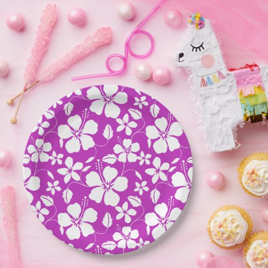 ASSIETTES EN CARTON HAWAIIAN HULA (HIBISCUS) BERRY (Fête)