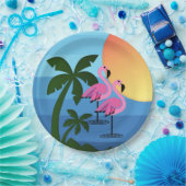 Assiettes En Carton Hawaiian Luau Party Flamingo Palm Trees (Fête)