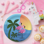 Assiettes En Carton Hawaiian Luau Party Flamingo Palm Trees (Fête)