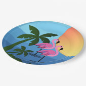 Assiettes En Carton Hawaiian Luau Party Flamingo Palm Trees (Angle)