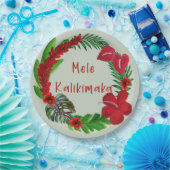 Assiettes En Carton Hawaiian Mele Kalikimaka couronne tropicale (Fête)
