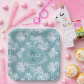Assiettes En Carton Hawaiian Palm Tree Silhouette Motif Turquoise ID10 (Fête)