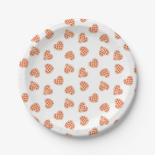 Assiettes En Carton Heart Pepperoni Pizza Motif