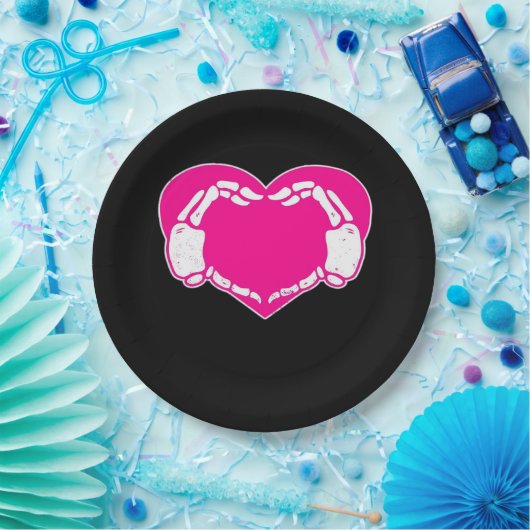 Assiettes En Carton Heart Skeleton mains gothique Valentine classique (Fête)