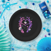Assiettes En Carton Heart Skeleton Mains - Halloween Pastel Goth Eyeba (Fête)
