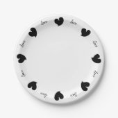 Assiettes En Carton Hearty Hearts Black - Custom Text (Devant)