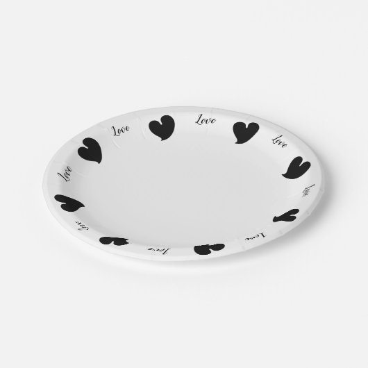 Assiettes En Carton Hearty Hearts Black - Custom Text (Angle)