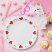 Assiettes En Carton Hearty Hearts Red - Custom Text (Fête)
