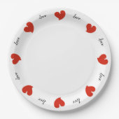 Assiettes En Carton Hearty Hearts Red - Custom Text (Devant)