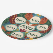 Assiettes En Carton Hebrew Pesach Seder Plate for Passover Dinner (Angle)
