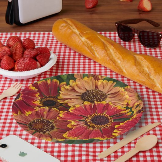 Assiettes En Carton Hélénium Autumnale fleurit Floral (Pique-nique)
