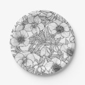Assiettes En Carton Hellebores en noir et blanc (Devant)