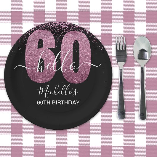 Assiettes En Carton Hello 60! - Elegant 60th Birthday Woman