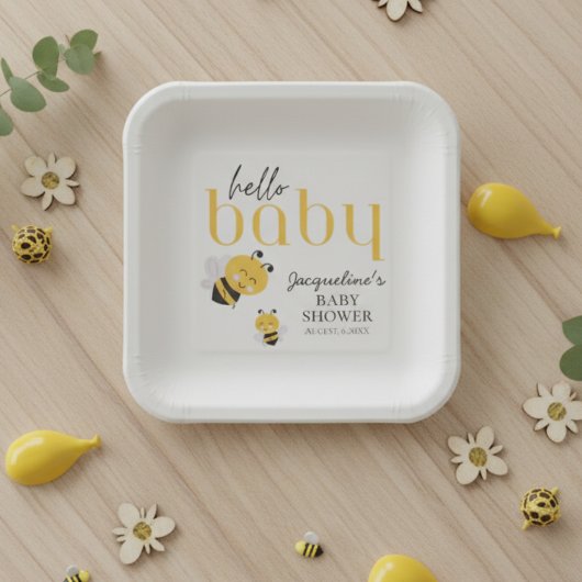 Assiettes En Carton Hello Baby Bee : Baby shower adorable