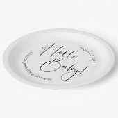 Assiettes En Carton Hello Baby Modern Script Baby shower (Angle)
