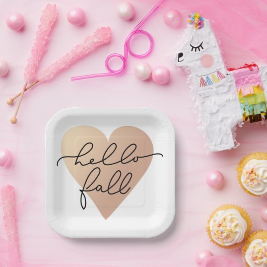 Assiettes En Carton Hello Fall Love Heart (Fête)