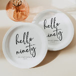 Assiettes En Carton Hello Ninety Minimalist Simple 90th Birthday Party<br><div class="desc">Ce sont Hello 90 Minimal minimaliste Black Blanc 90e Anniversaire Plaques de papier fête!</div>