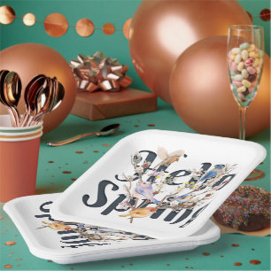 Assiettes En Carton Hello Spring Birds