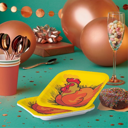 Assiettes En Carton Hen on Nest Bright Farmyard Chicken