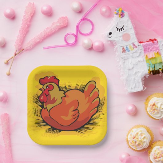 Assiettes En Carton Hen on Nest Bright Farmyard Chicken (Fête)